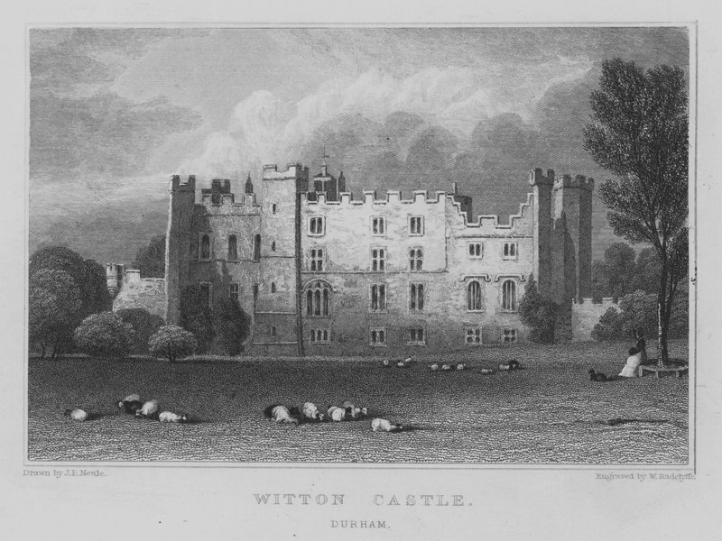 Witton kastély, Durham (metszet) alkotó: John Preston Neale