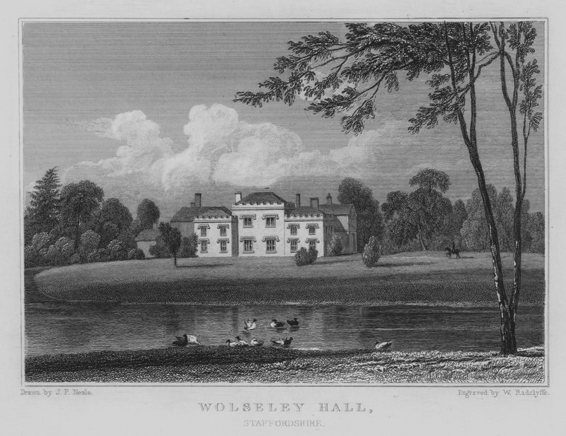 Wolseley Hall, Staffordshire (metszet) alkotó: John Preston Neale