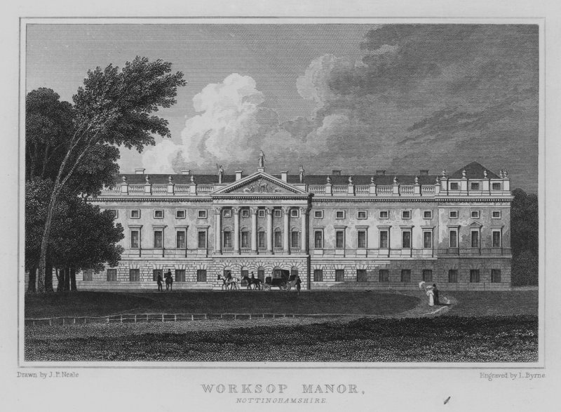 Worksop Manor, Nottinghamshire (metszet) alkotó: John Preston Neale