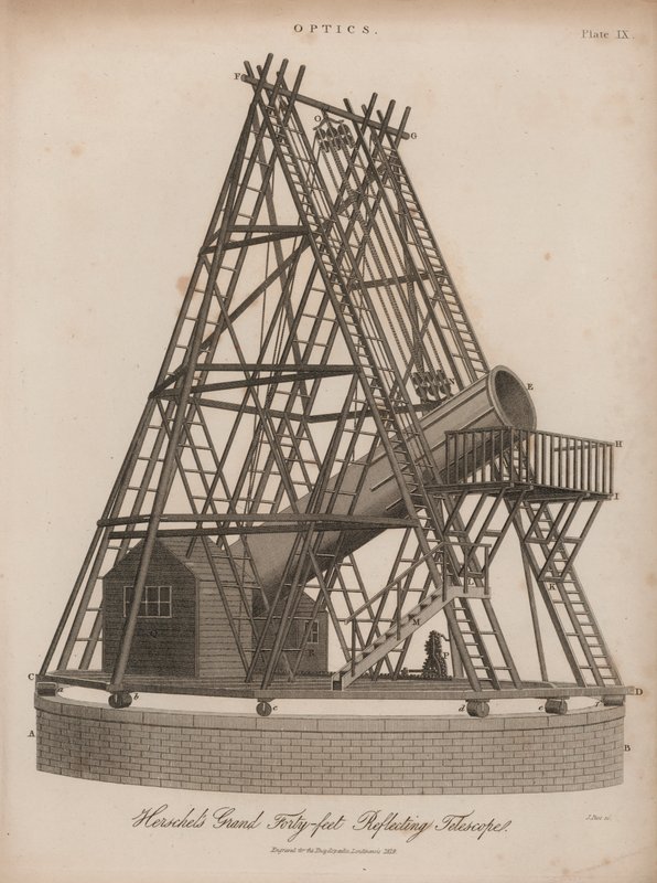 William Herschel 40 méteres fényvisszaverő teleszkópja, Slough, Berkshire alkotó: J. Pass