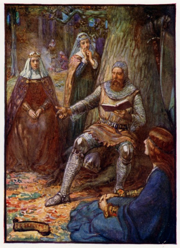 Robert the Bruce, Skócia királya, történeteket olvas követőinek, 14. század alkotó: J. R. Skelton
