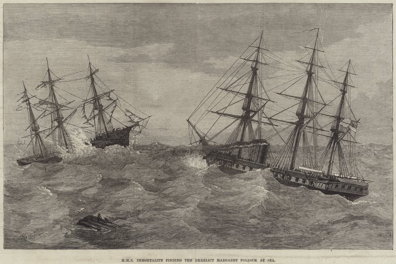 A HMS Immortalite megtalálta az elhagyott Margaret Pollockot a tengeren alkotó: J. Wells