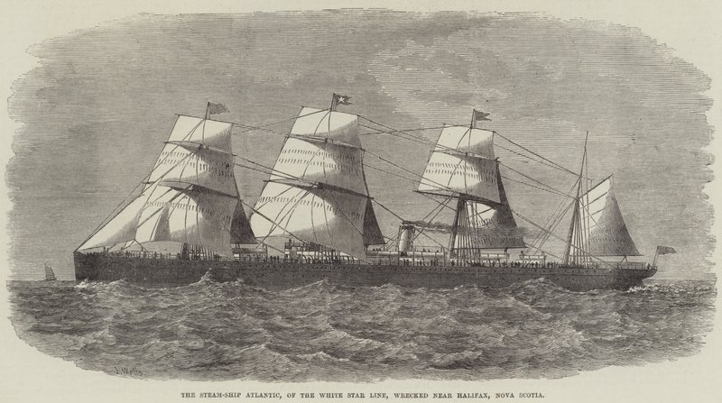 A White Star Line Atlantic gőzhajója tönkrement az új-skóciai Halifax közelében alkotó: J. Wells