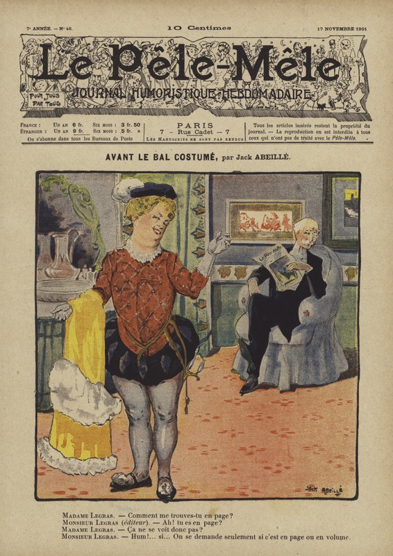 A jelmezbál előtt. Illusztráció: Le Pele-Mele, 1901 alkotó: Jack Abeille