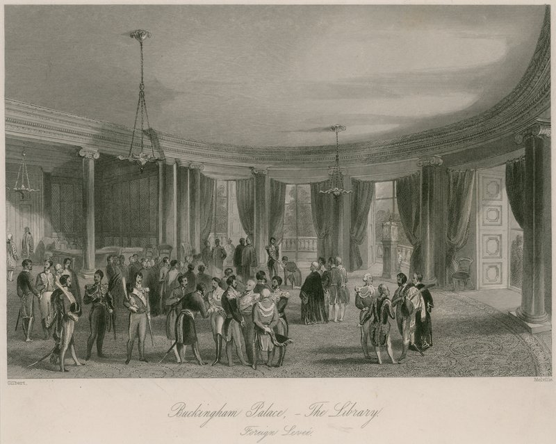 Buckingham-palota, a könyvtár, a külföldi domboldal alkotó: Jacob van der Heyden