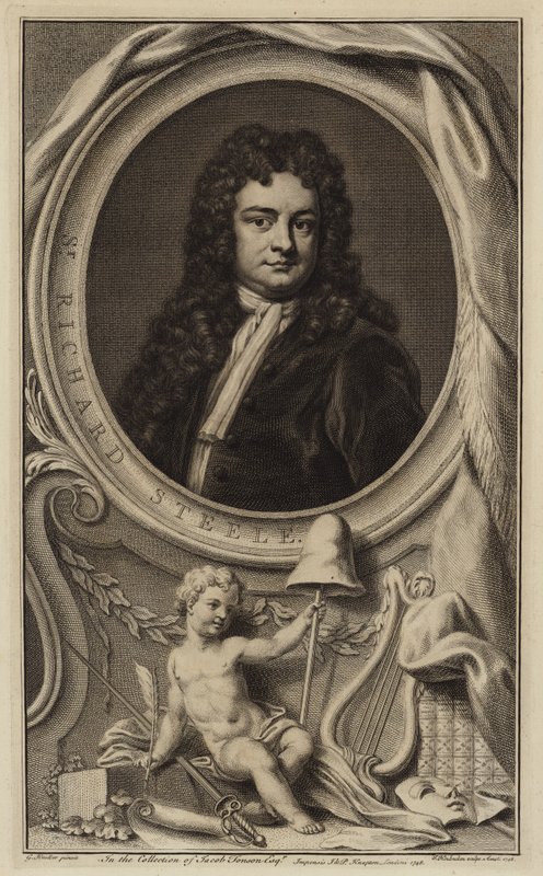 Sir Richard Steele ír író, drámaíró és politikus (metszet) alkotó: Jacobus Houbraken