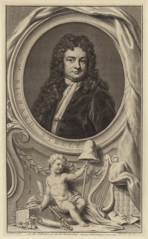 Sir Richard Steele ír író, drámaíró és politikus, valamint a The Tatler magazin társalapítója (metszet) alkotó: Jacobus Houbraken
