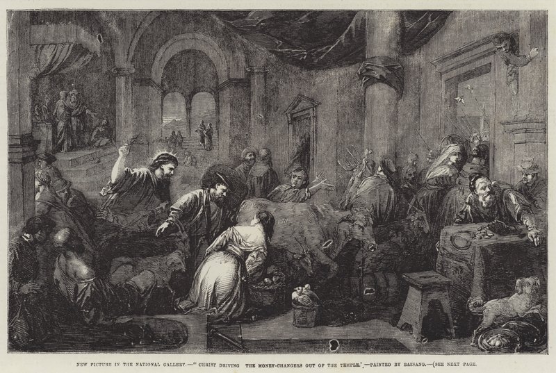 Krisztus kiűzte a pénzváltókat a templomból alkotó: Jacopo Bassano