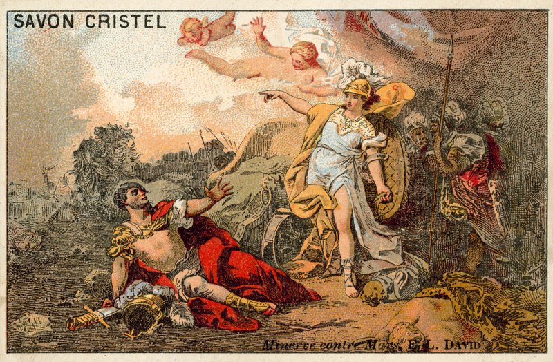 A Mars és a Minerva harca (chromolitho) alkotó: Jacques Louis David