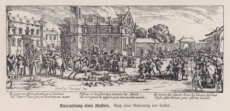 Egy kolostor lerombolása a harmincéves háború alatt alkotó: Jacques (after) Callot