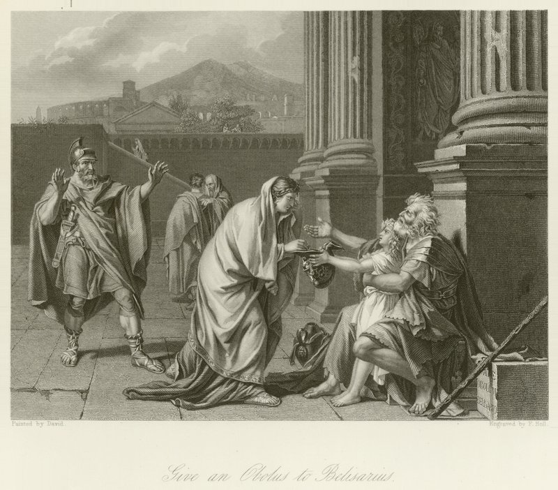 Belisarius alamizsnáért könyörgő alkotó: Jacques Louis David