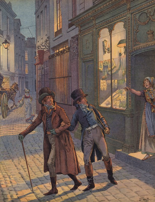 Utcai jelenet Párizsban alkotó: Jacques Marie Gaston Onfray de Breville (Job)
