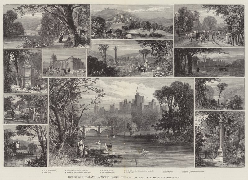A festői Anglia, az Alnwick-kastély, Northumberland hercegének székhelye alkotó: James Burrell Smith