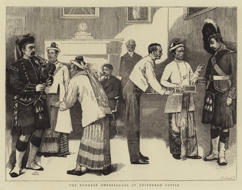 A burmai nagykövetek az edinburghi kastélyban alkotó: James Dromgole Linton