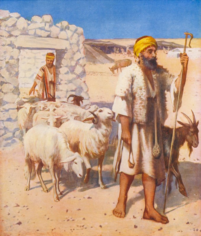 Szentföld: Pásztor és juhnyáj (színes lithó) alkotó: James (after) Clark