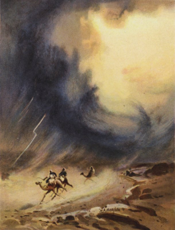Zivatar és jégeső, Sínai (színes litho) alkotó: James (after) Clark