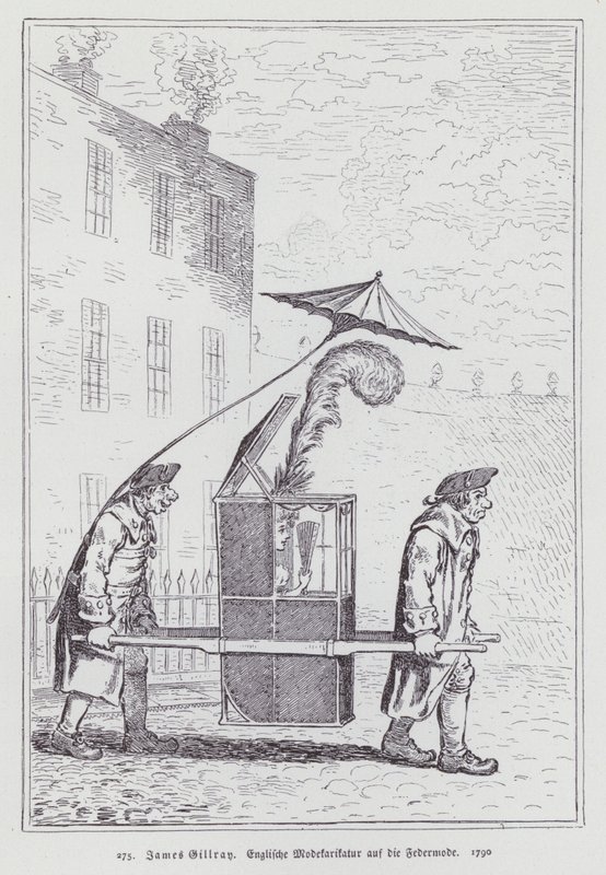 A tollas fejdíszt viselő nők divatját gúnyoló angol rajzfilm alkotó: James (after) Gillray