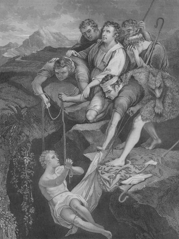 József a gödörbe dobva, 1Móz 37, 3-25. vers (metszet) alkotó: James (after) Northcote