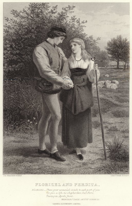 Florizel és Perdita, Télek meséje, IV. felvonás, III. jelenet alkotó: James Dawson Watson