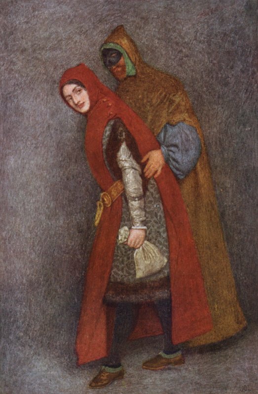 Shakespeare A velencei kalmár című műve: Lorenzo és Jessica (színes litográfia) alkotó: James Dromgole Linton