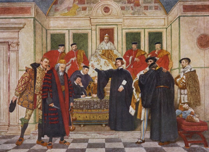 Shakespeare A velencei kalmár című műve: Shylock, Portia, Bassanio, Antonio, Gratiano és Nerissa (színes lithó) alkotó: James Dromgole Linton