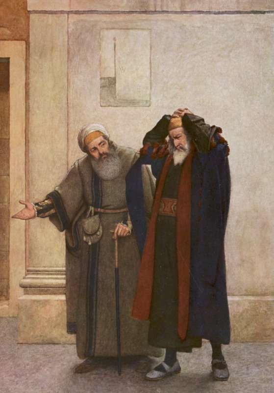 Shakespeare A velencei kalmár című műve: Shylock és Tubal (színes litográfia) alkotó: James Dromgole Linton
