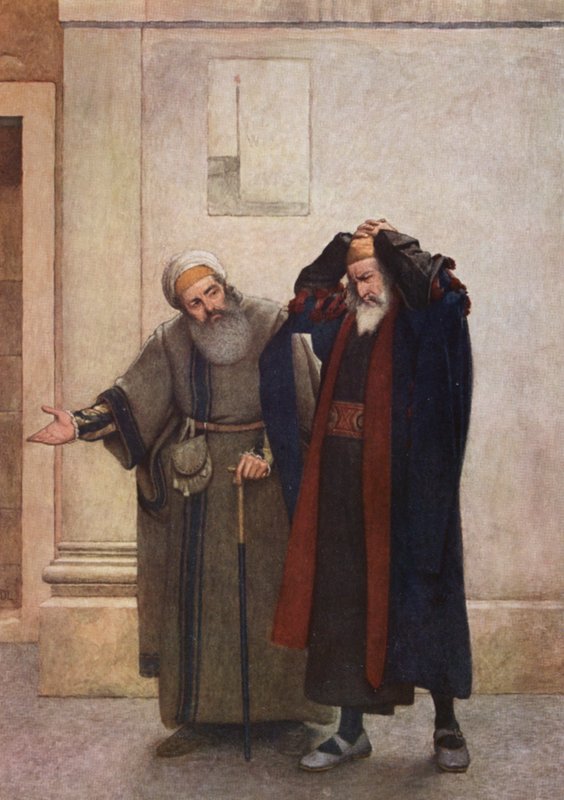 Shakespeare A velencei kalmár című műve: Shylock és Tubal (színes litográfia) alkotó: James Dromgole Linton