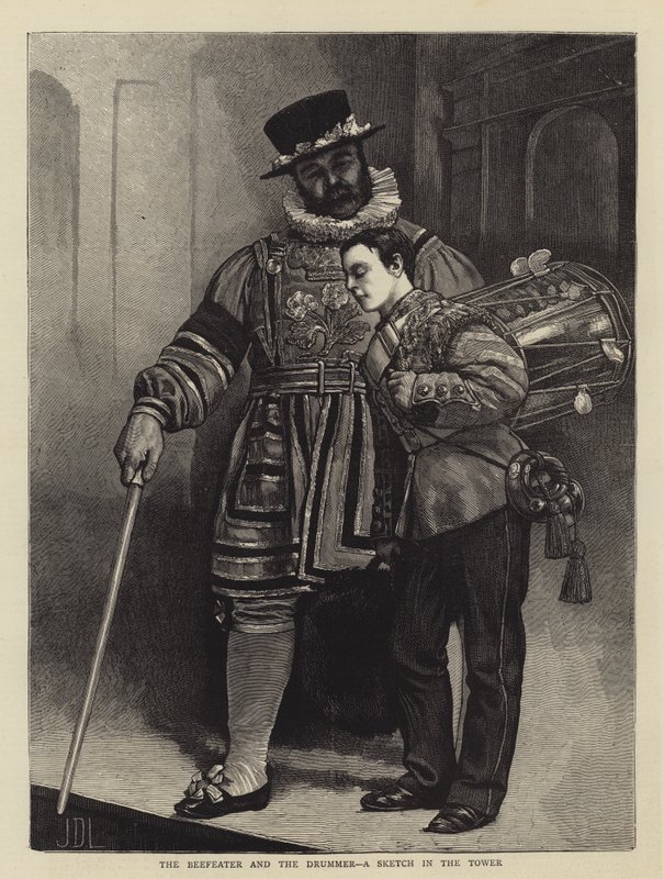 A Beefeater és a dobos, egy vázlat a toronyban alkotó: James Dromgole Linton