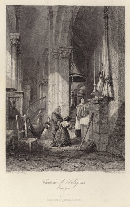 Polignac temploma Auvergne-ben alkotó: James Duffield Harding