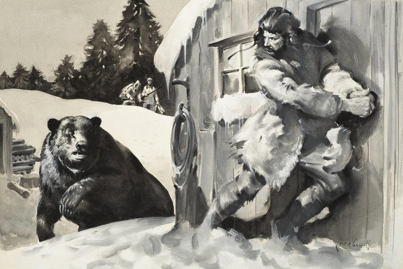 Grizzly Bear (gouache, papír) alkotó: James Edwin McConnell