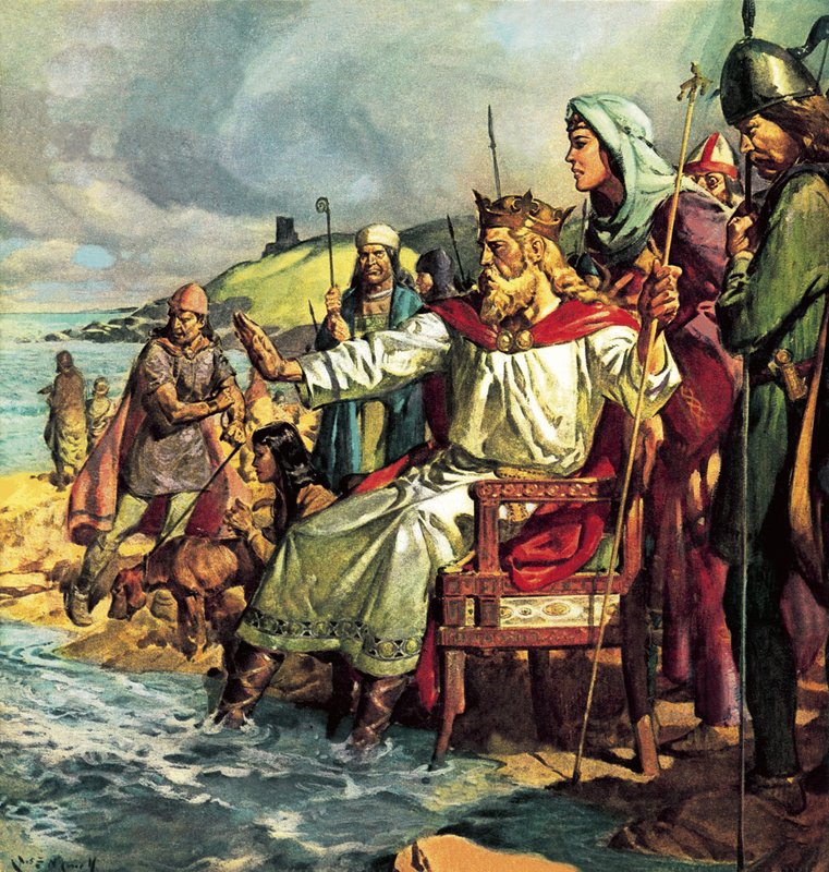 Canute király dacol a hullámokkal alkotó: James Edwin McConnell