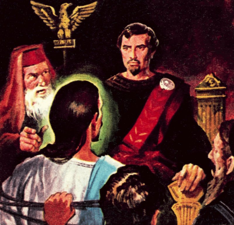 Poncius Pilátus ítélkezik Jézus Krisztus felett alkotó: James Edwin McConnell