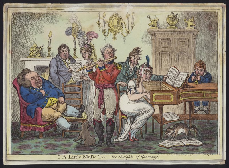Egy kis zene, avagy a harmónia gyönyörei (színes rézkarc) alkotó: James Gillray