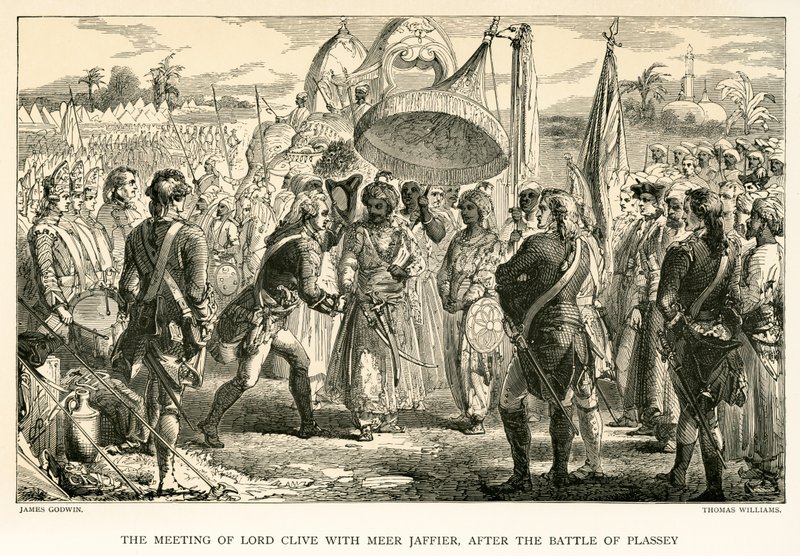 Lord Clive találkozása Meer Jaffierrel a Plassey-i csata után (metszet) alkotó: James Godwin