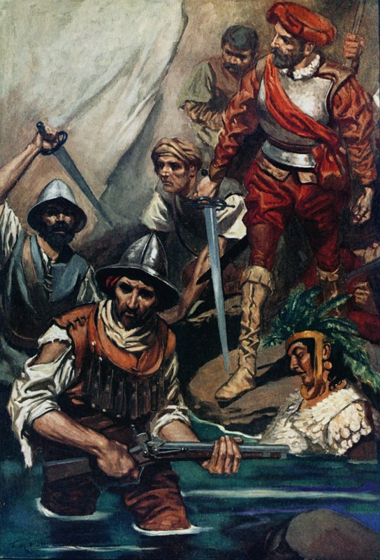 Cortes és emberei a résnél alkotó: James Henry Robinson