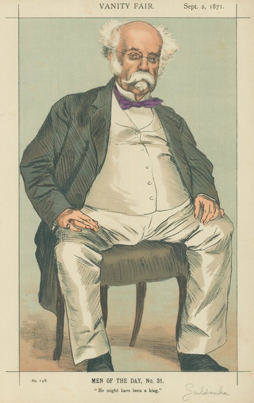 Saldanha hercege, király lehetett, 1871. szeptember 2., Vanity Fair rajzfilm (színes litó) alkotó: James Jacques Joseph Tissot