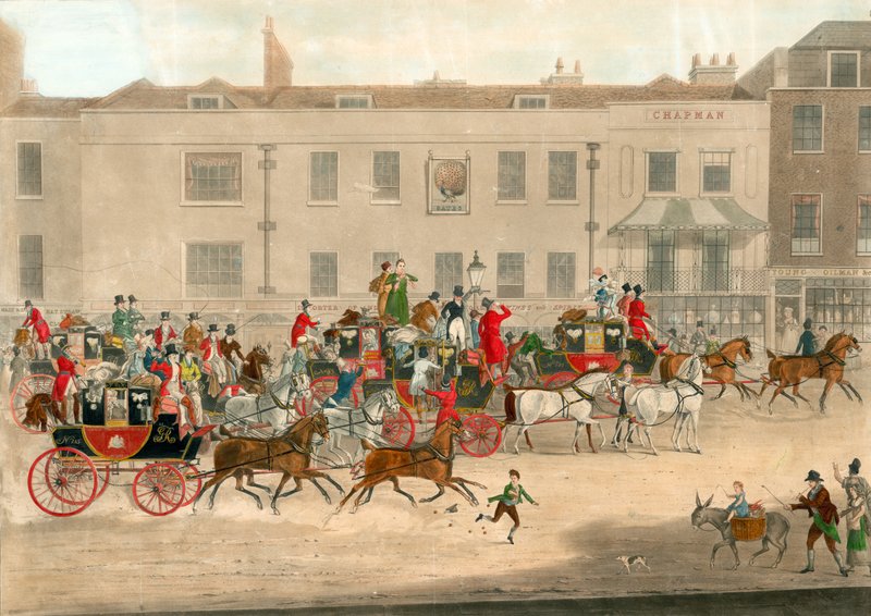 North Country Mails at the Peacock, Islington (James Pollard, 1821) alkotó: James Pollard