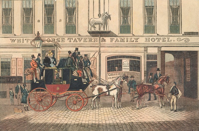 White Horse Tavern and Hotel, Fetter Lane, London alkotó: James Pollard