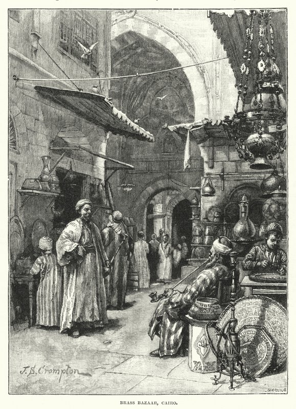 Sárgaréz Bazár, Kairó (metszet) alkotó: James Shaw Crompton