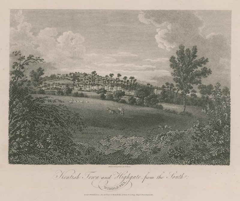 Kentish Town és Highgate, Middlesex, délről alkotó: James Storer