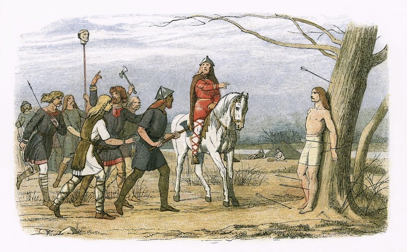 Edmundot, Kelet-Anglia királyát megölték a dánok alkotó: James William Edmund Doyle