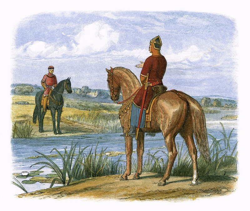 Henry és Stephen a Temze túloldalán tanácskoznak alkotó: James William Edmund Doyle