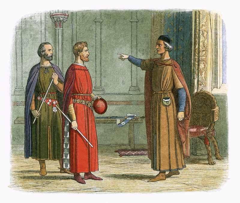 I. Edward király megfenyegeti a lord marsallt. alkotó: James William Edmund Doyle