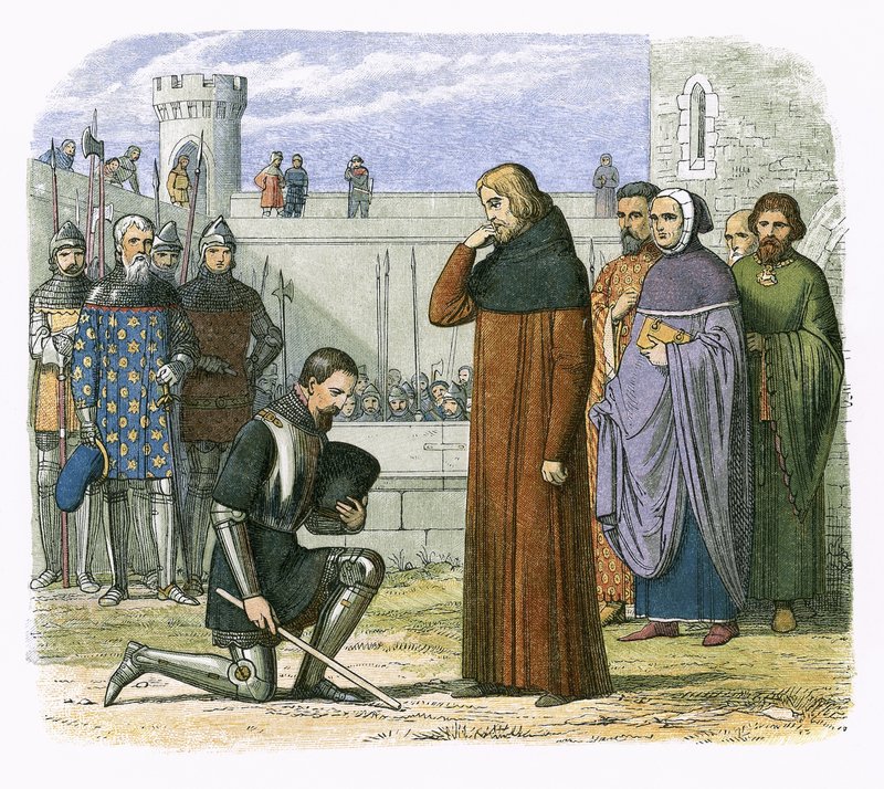 II. Richard és Henry Bollinbroke találkozója, amelyen Henrik trónt követel alkotó: James William Edmund Doyle