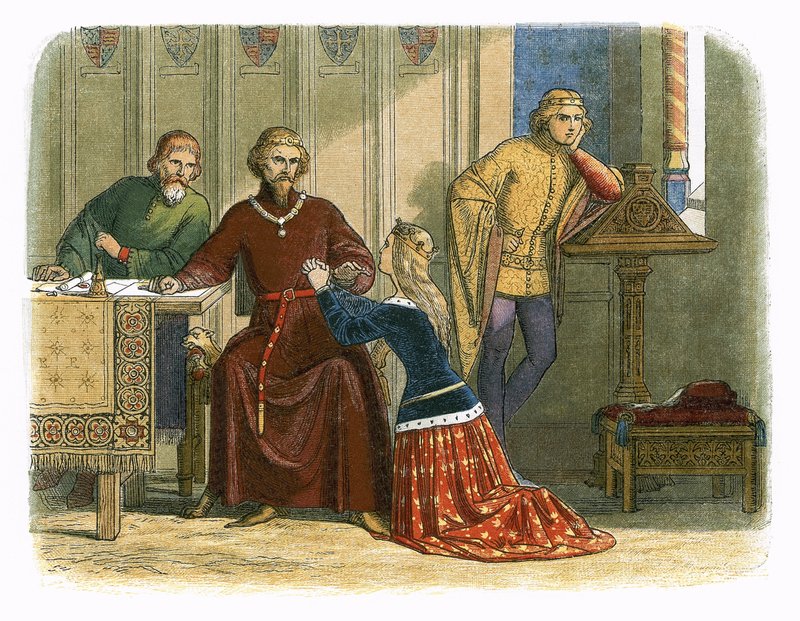 Anna királynő közbenjár Gloucesternél és Arundelnél Sir Simon Burley érdekében. alkotó: James William Edmund Doyle