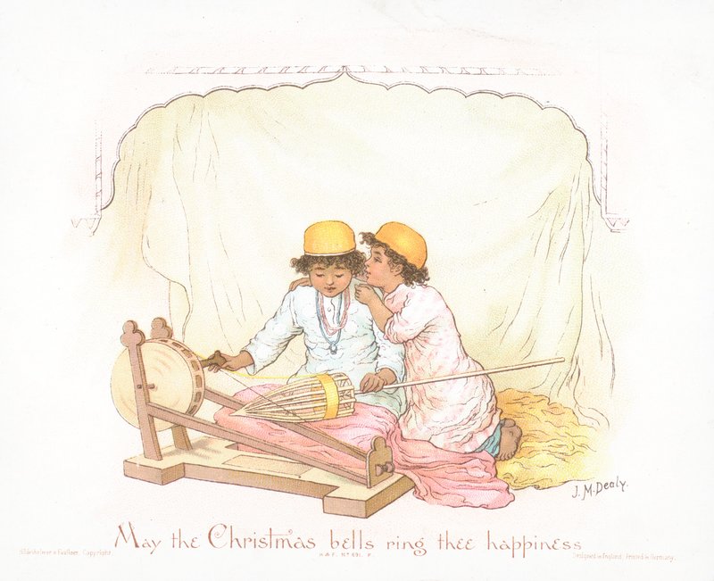 Arab fiúk, karácsonyi üdvözlőlap (chromolitho) alkotó: Jane M. Dealy