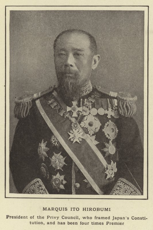 Ito Hirobumi márki, a titkos tanács elnöke, aki Japán alkotmányát alkotta meg, és négyszer volt miniszterelnök alkotó: Japanese Photographer