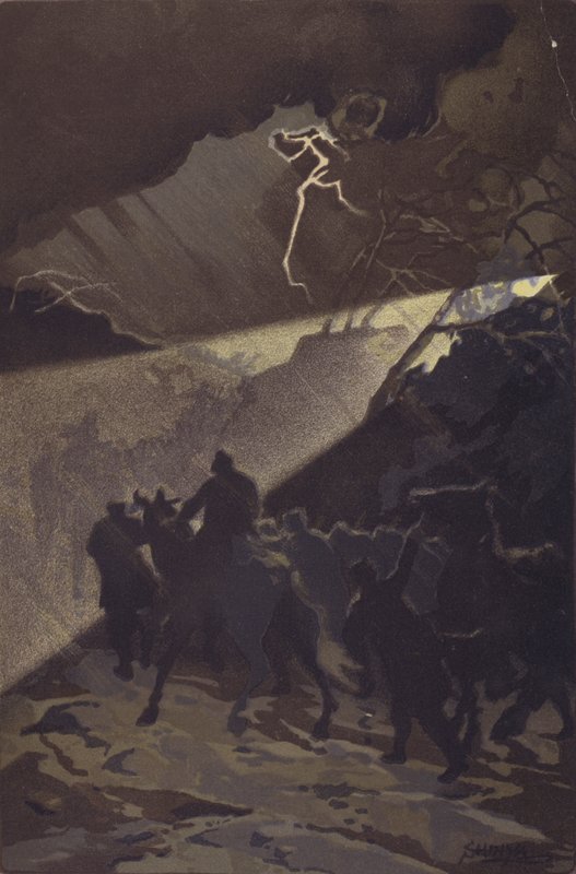 A japán csapatok menete egy viharos éjszakán a Nan-shan-i (chromolitho) általános támadás előtt alkotó: Japanese School
