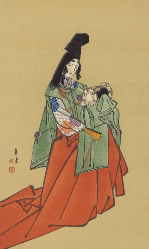 Egy Shirabyoshi, a Kamakura-kormány korában (chromolitho) alkotó: Japanese School