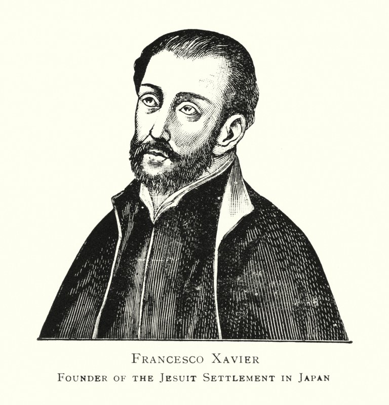 Francesco Xavier, a japán jezsuita telep alapítója (litho) alkotó: Japanese School